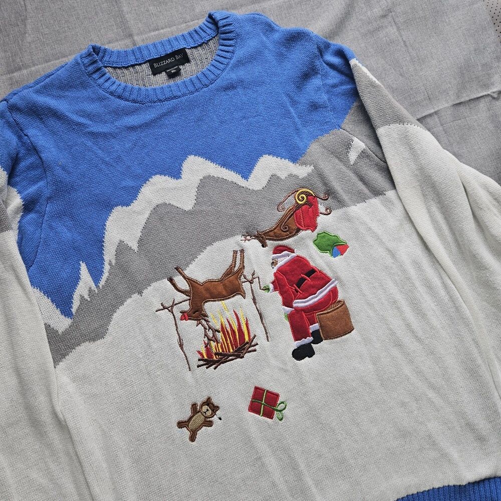 Blizzard Bay Men XL Santa Ugly Sweater Christmas Rudolf Jacket Warm Clothes ...